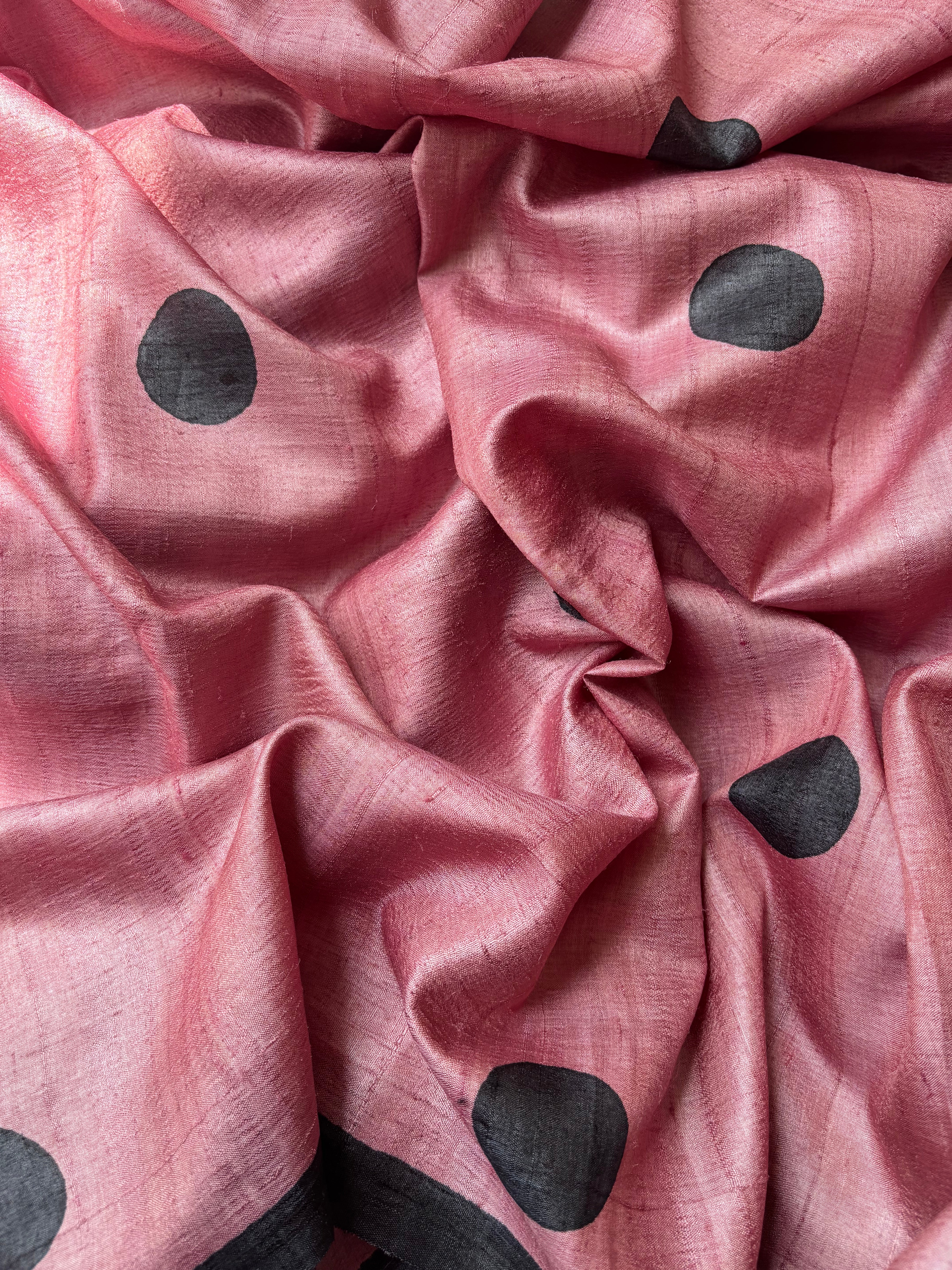 Peach Tussar Saree